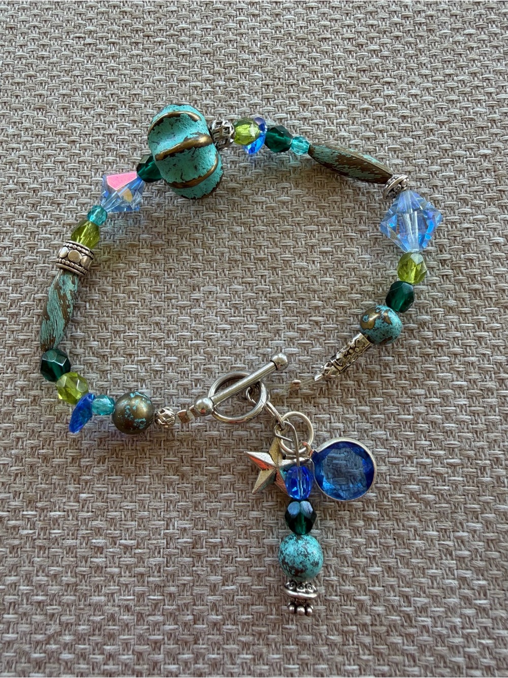 Turquoise and Blue Beaded Charm Bracelet - Women Jewelry
